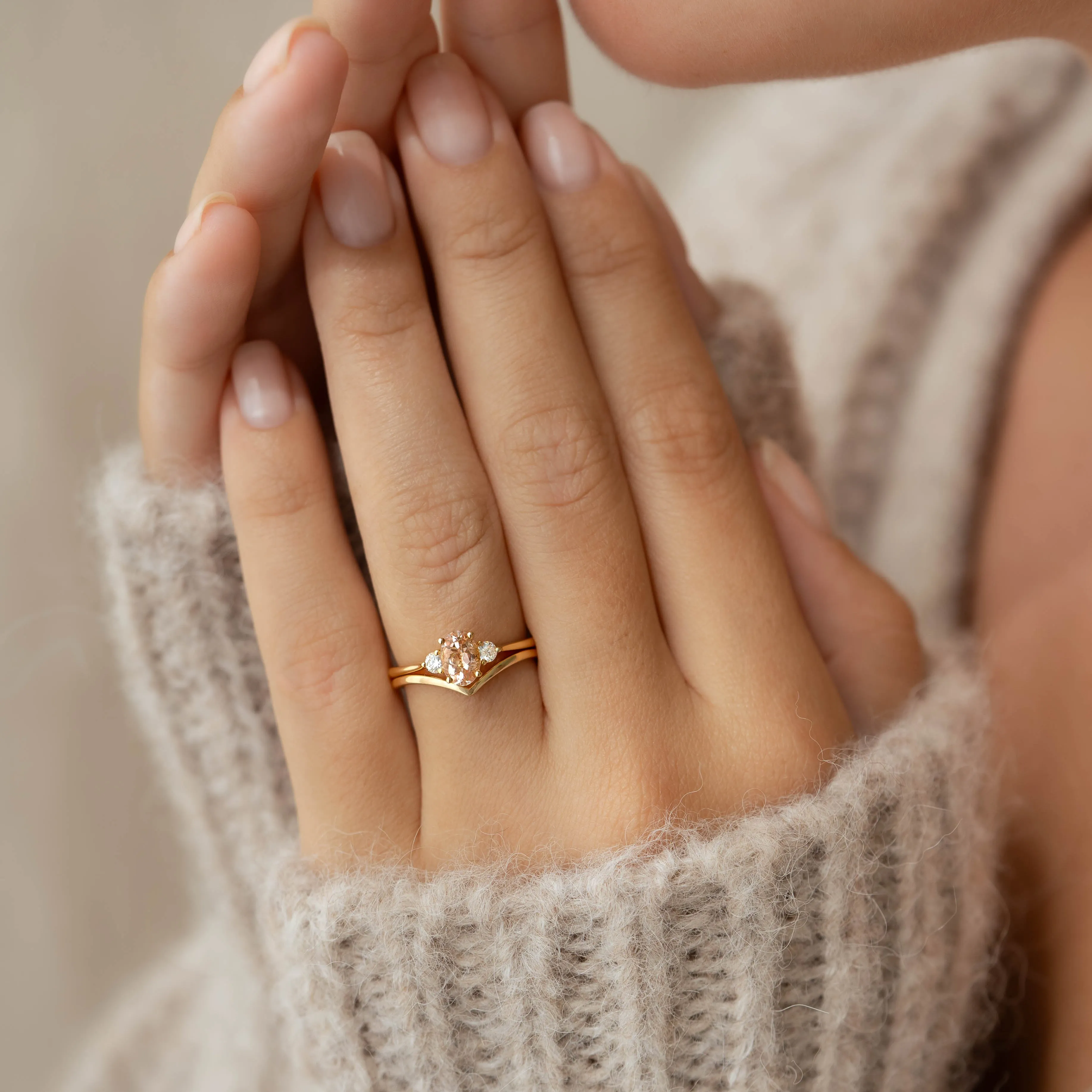 Morganite and Diamond Ring Rose Gold - Kindra