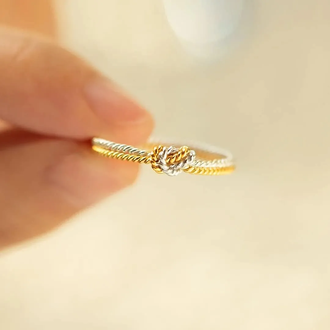 Mother & Daughter Knot Ring 925 Sterling Silver Rings Stacking Rings Daughter Mother Gift With Box And Card Casual Rings Delicate Everyday Ring Comfort Fit Classic Ring for Mother, Daughter