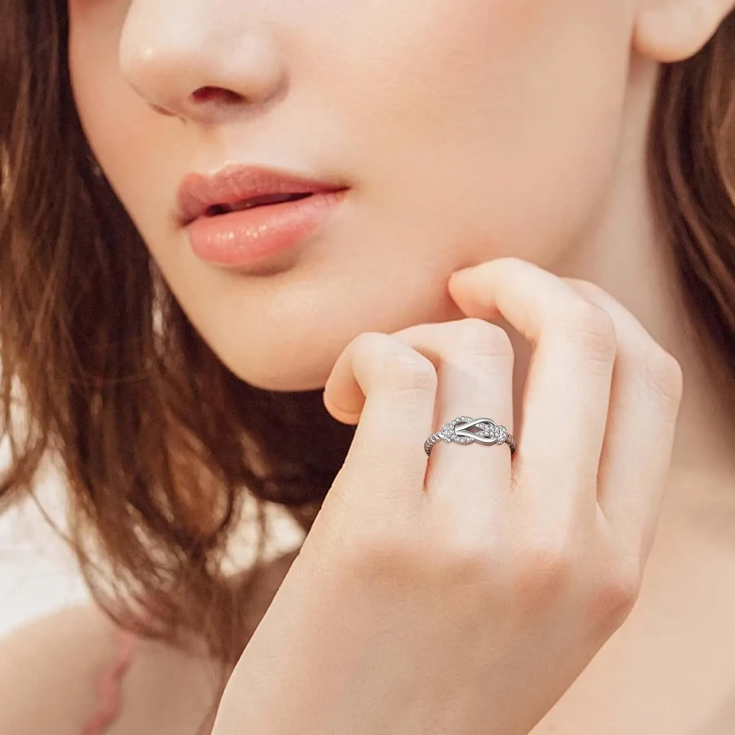 Mother Daughter Rings: Sterling Silver Infinity Love Ring Forever Knot Ring - Mothers Day Birthday Christmas Jewelry Gifts for Mom Daughter Grandmother Granddaughter