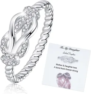 Mother Daughter Rings: Sterling Silver Infinity Love Ring Forever Knot Ring - Mothers Day Birthday Christmas Jewelry Gifts for Mom Daughter Grandmother Granddaughter