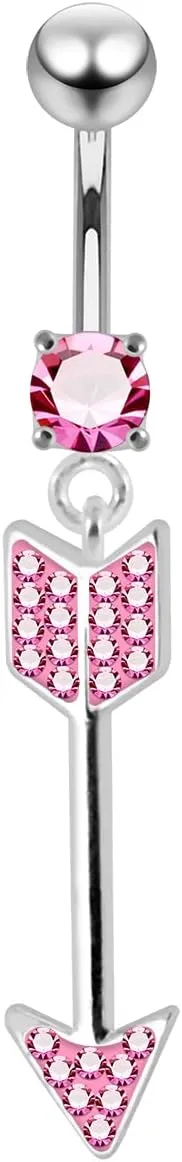 Multi Crystal Stone Colorful Stylish Arrow Dangling 925 Sterling Body Jewelry