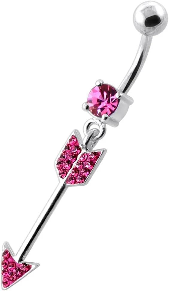 Multi Crystal Stone Colorful Stylish Arrow Dangling 925 Sterling Body Jewelry