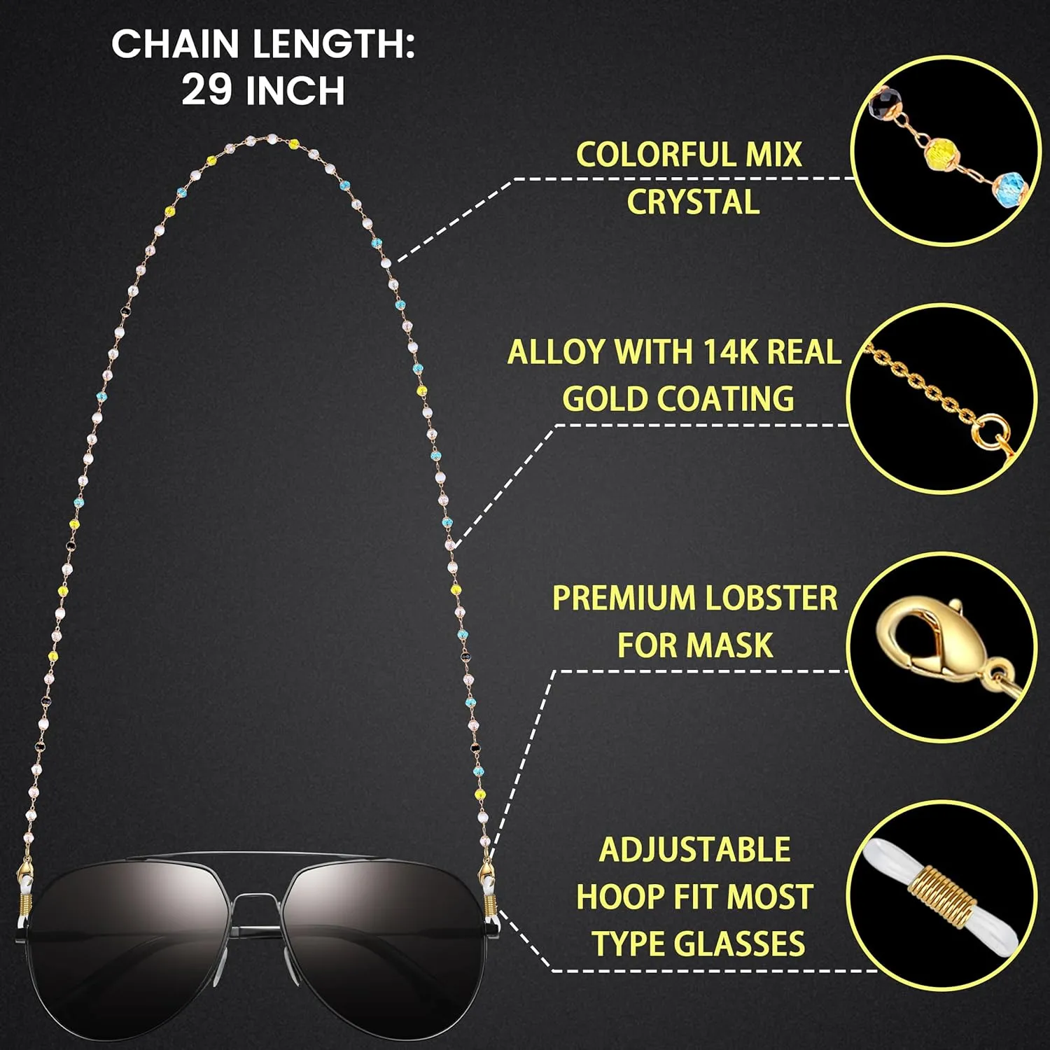 Multi-Functional Bead Eyewear Chain - Stylish Glasses Holder, Necklace and Mask Lanyard for Fashion Women
