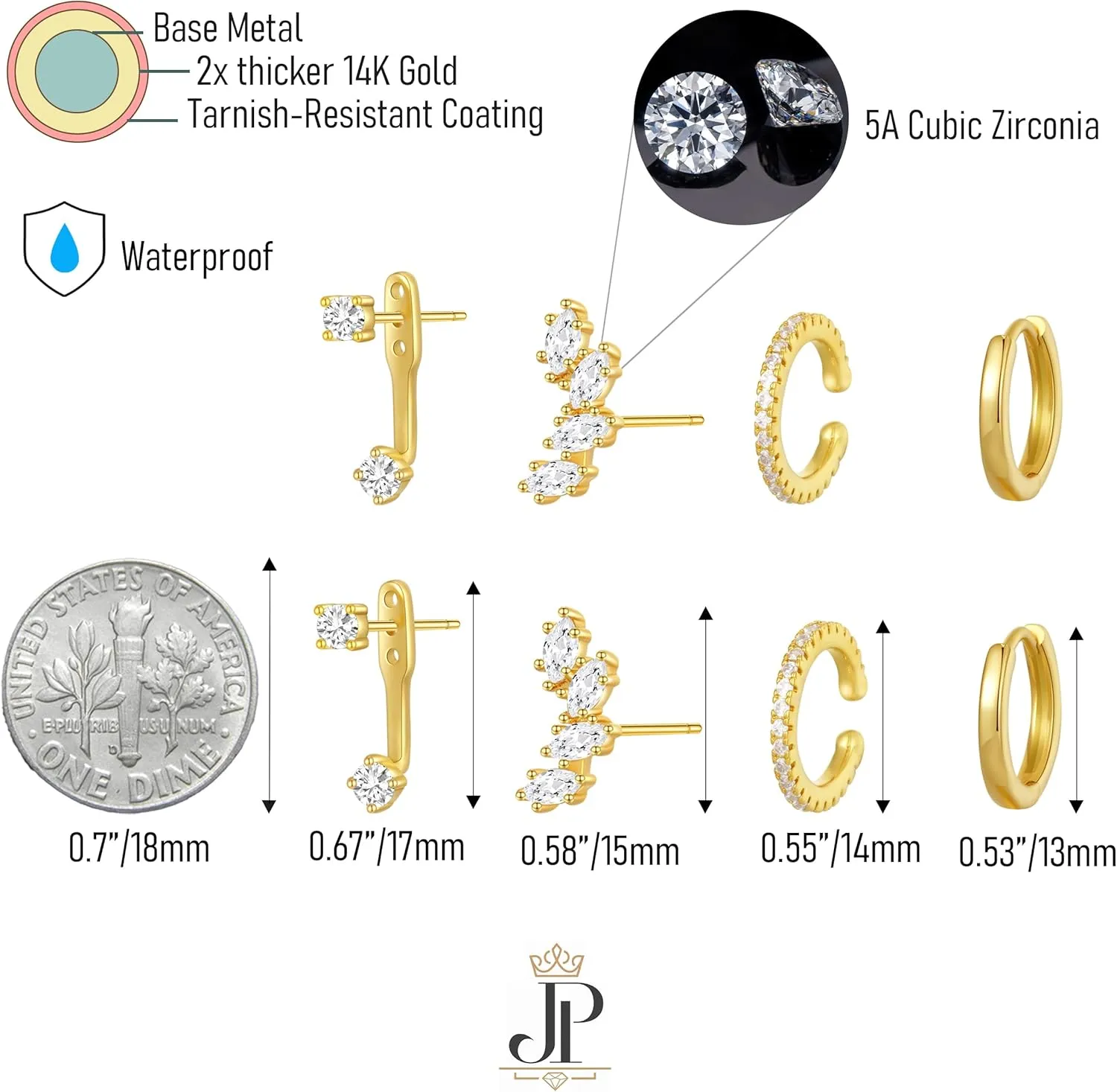 Multi-Pair Gold Earrings for Women Trendy Earring Set Hypoallergenic Earrings Gold Hoops Non Tarnish Waterproof Drop Trendy Jewelry