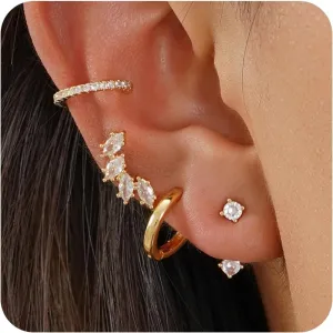Multi-Pair Gold Earrings for Women Trendy Earring Set Hypoallergenic Earrings Gold Hoops Non Tarnish Waterproof Drop Trendy Jewelry