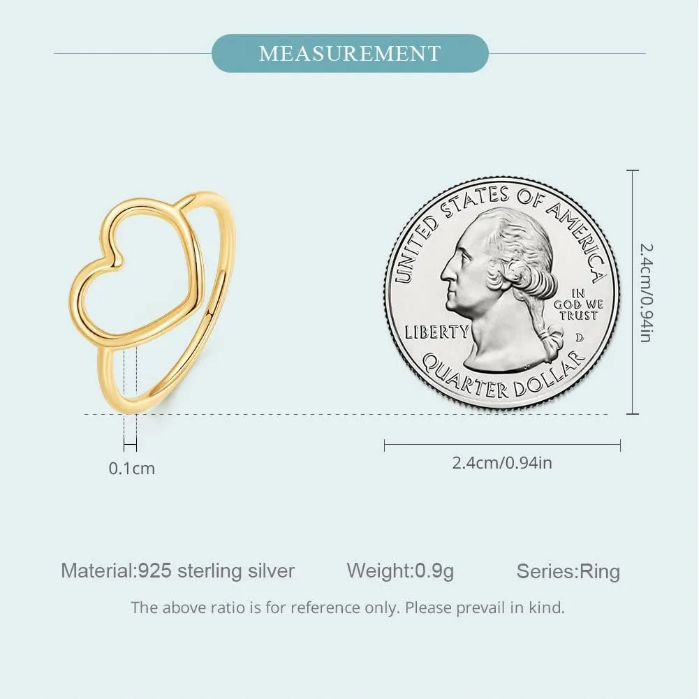 MUNDELL Sterling Silver 925 Simple Minimalist Heart Finger Rings for Women Wedding Engagement Statement Jewelry