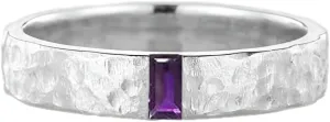 Natural Amethyst Mens Ring 925 Sterling Silver Hammered Wedding Band Mens Amethyst Ring Men Promise Ring Gift for Him