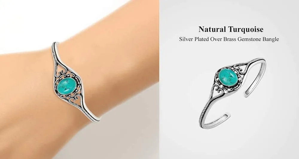 Natural & Synthetic Gemstone Cuff Bangle Bracelets for Women  Handmade 925 Silver Plated Birthstone Jewelry Adjustable Size for Perfect Fit  Gift for Birthdays, Anniversaries, Wedding, New Year