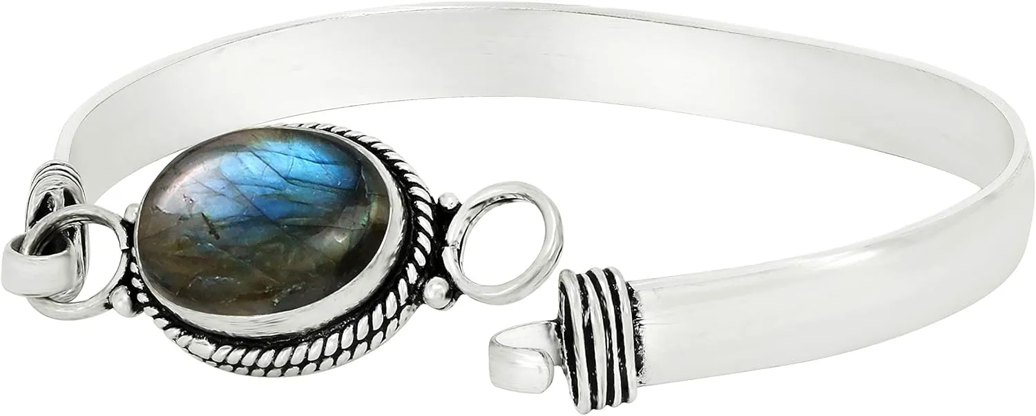 Natural Oval Gemstone Statement Cuff Bracelets for Women  Handmade Birthstone Bangle Bracelet Jewelry  Ideal Gift for Wedding, Christmas & Special Occasions