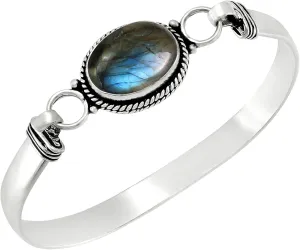 Natural Oval Gemstone Statement Cuff Bracelets for Women  Handmade Birthstone Bangle Bracelet Jewelry  Ideal Gift for Wedding, Christmas & Special Occasions