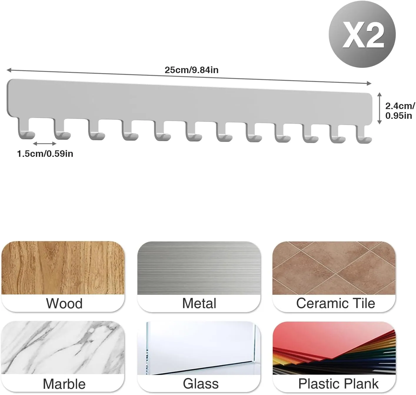 Necklace Organizer: Sturdy Necklace Holder Wall Mounted with Hooks for Tangle-Free Jewelry Storage Grey, 2 PCS