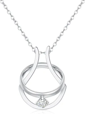 Necklace Ring Holder  Stainless Steel Ring Keeper Pendant for Women  Stylish & Durable Jewelry Holder Necklace