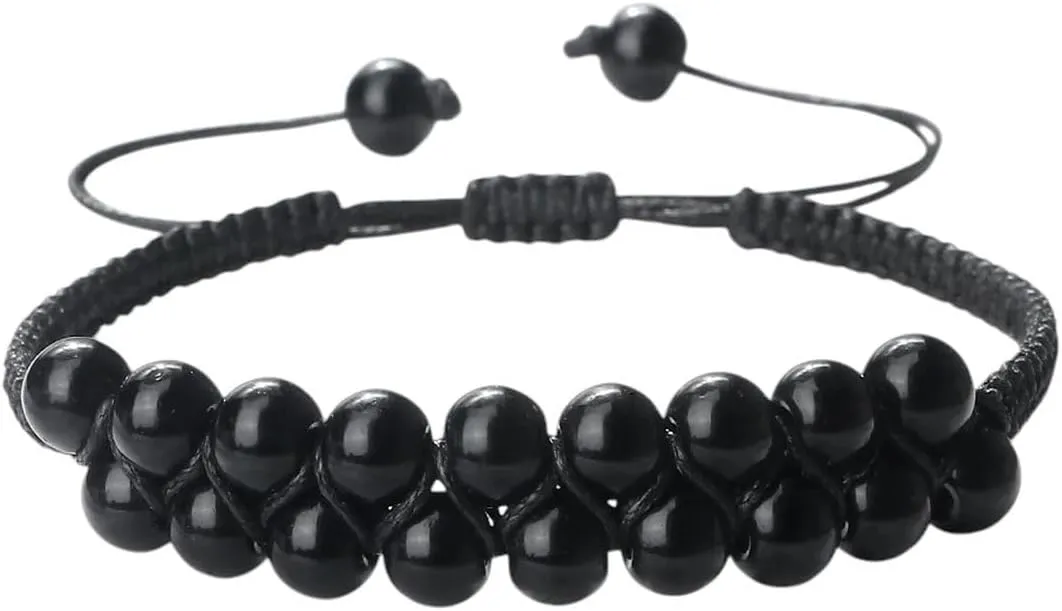 New 2025 4Mm 6Mm & Matte Black Beads Bracelets Men Handmade Rope Adjustable Size Bangles Women Prayer Yoga Bracelet Jewelry Findings Fashion Trendy Accessories Creative Gift