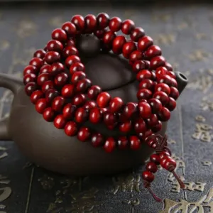 New 2025 6Mm Natural Sandalwood Bracelet Buddhist Wood Prayer 108 Beaded Knot Black Ethnic Style Unisex Men Bracelets & Bangles For Women Fashion Accessories Creative Gift