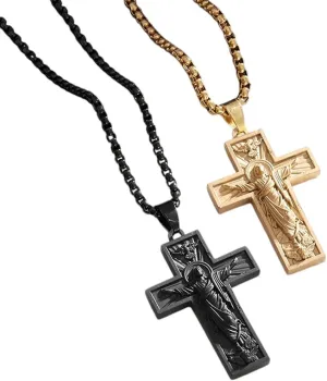 New 2025 Arrival Classic Christian Jesus Cross Pendant God Necklace For Men Women Vintage Catholic Prayer Amulets Jewelry Gifts Fashion Accessories Creative Gift