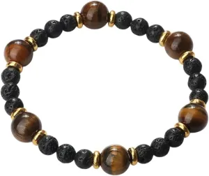 New 2025 Classic Men Tiger Eye Beaded Bracelets 6/10Mm Natural Lava Stone Prayer Couples Bangles For Women Yoga Energy Jewelry Findings Fashion Trendy Accessories Creative Gift