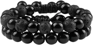 New 2025 Fashion Men Bracelet Set Natural Black Obsidian Tiger Eye Bead Bracelets Couples Prayer Bangles Women Soul Jewelry Findings Gifts Trendy Accessories Creative Gift