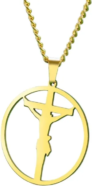 New 2025 Jesus Crosses Pendant Necklace Stainless Steel Hollow Round Charm Necklaces For Women Classic Religious Amulet With For You Jewelry Fashion Accessories Creative Gift