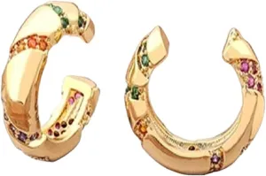 New 2025 Unisex For Classic Copper Cz Crystal Ear Cuff C Shaped Clips No Pierced Earrings Women Best Party Wedding Decoration Jewelry Luxury With You Accessories Trendy Gift For Women And Men