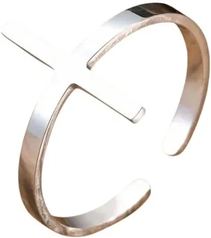 New 2025 Unisex Stainless Steel Open Ring For Men Hiss, Simple Cross Ring, Classic Faith Jewelry Findings Gifts Fashion Trendy Accessories Creative Gift For Women And Men
