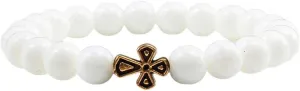 New 2025 Unisex Trendy Black Volcanic Lava Beads Men Bracelet Gold Color Cross Natural Stone Bracelets Women Meditation Prayer Bangles Jewelry Findings Fashion Accessories Creative Gift For And