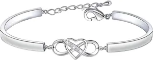 New 2025 Vintage Eternal Heart Bracelets And Bangles For Women Zircon Crystal Infinity Charm Bracelet Friendship Decoration Jewelry Commemorative With You Accessories Trendy Best For Gift