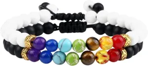 New 2026 2Pcs/Set 7 Beads Bracelet Natural Stone Tiger Eye 6Mm Onyx Agates Malachite Bracelets Yoga Balance Prayer Bangles Jewelry Fashion Trendy Accessories Creative Gift For Women And Men