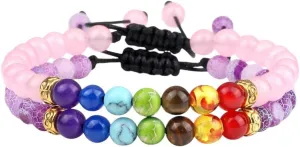 New 2026 2Pcs/Set Bead 7 Bracelets&bangles Buddha Prayer Elastic Couple Distance Bracelets For Women Men Pulseira Masculina Jewery Jewelry Fashion Trendy Accessories Creative Gift