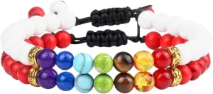 New 2026 2Pcs/Set Bead 7 Bracelets&bangles Buddha Prayer Elastic Couple Distance Bracelets For Women Men Pulseira Masculina Jewery Jewelry Fashion Trendy Accessories Creative Gift