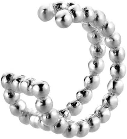 New 2026 925 Sterling Silver Two Line Earcuff Beads Ear Cuff Earring Women C No Piercing Women Classic Fine Jewelry Rock Punk Jewelry Fashion Accessories Creative Gift