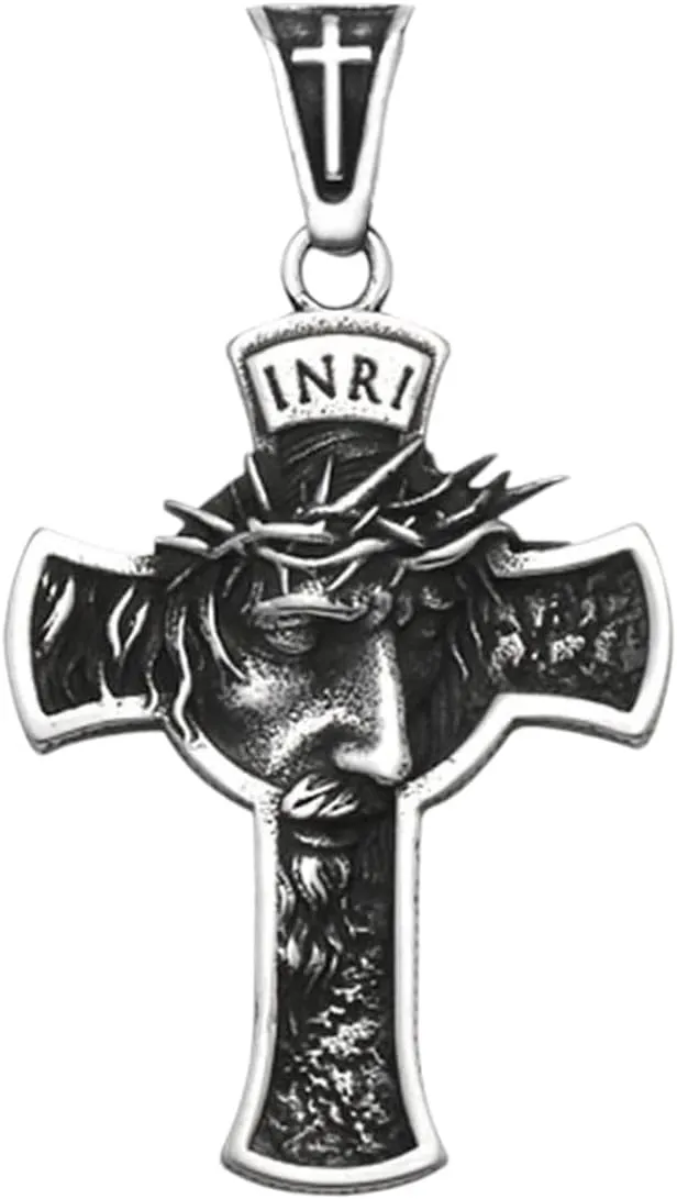 New 2026 Arrive Unisex Classic Jesus Cross Pendant Chain Stainless Steel Inri Religon Necklace Trendy Popular Male Decoration Jewelry Luxury With For You Accessories Creative For Women And Men
