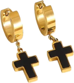 New 2026 Classic Cross Stainless Steel Drop Earrings For Women Black Acrylic Charm Earring Faith Jewelry Waterproof Decoration Luxury With You Accessories Trendy Best Gift