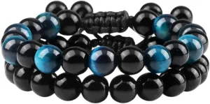 New 2026 Fashion Men Bracelet Set Natural Black Obsidian Tiger Eye Bead Bracelets Couples Prayer Bangles Women Soul Jewelry Gifts Trendy Accessories Creative Gift For Women And Men