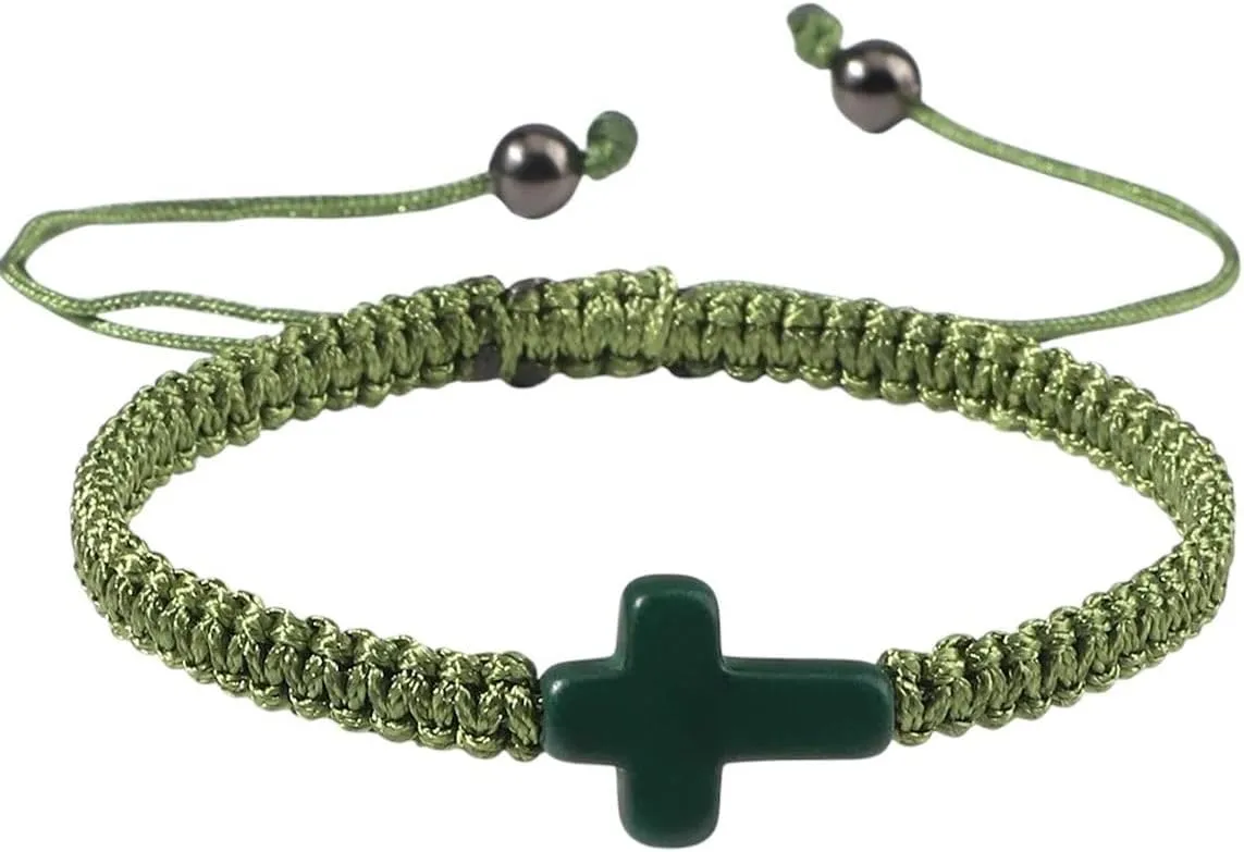 New 2026 Natural Stone Cross String Bracelet Women Handmade Rope Bangles Adjustable Charm Prayer Yoga Cuff Wristband Jewelry Gift Fashion Trendy Accessories Creative For Women And Men