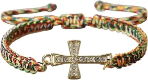 New 2026 Red Color Thread Crystal Cross Pendant Bracelet Prayer Jesus Meditation Couple Bangles Chain Jewelry Gift With For You Accessories Trendy Creative