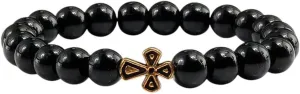 New 2026 Trendy Black Volcanic Lava Beads Men Bracelet Gold Color Cross Natural Stone Bracelets Women Meditation Prayer Bangles Jewelry Fashion Accessories Creative Gift For Women And Men