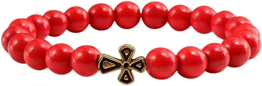 New 2026 Trendy Black Volcanic Lava Beads Men Bracelet Gold Color Cross Natural Stone Bracelets Women Meditation Prayer Bangles Jewelry Fashion Accessories Creative Gift For Women And Men