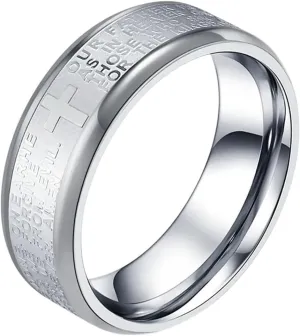 New 2026 Unisex Classic Stainless Steel Cross Scripture Ring for Men Prayer Faith Hand Accessories Rings Jewelry Fashion Luxury Creative Gift for Women and Men