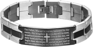 New 2026 Unisex Stainles Stell Black Stainless Steel Jesus Cross Bracelet Men Jewelry English Lord's Prayer Bracelets & Bangles Christmas Gift Fashion Trendy Accessories Creative For Women And Men