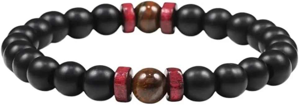New 2026 Vintage Black Natural Stone Wooden Beads Men Elastic Bracelet Ethinc Meditation Bangles Yoga Prayer Jewelry Erkek Fashion Trendy Accessories Creative Gift For Women And Men