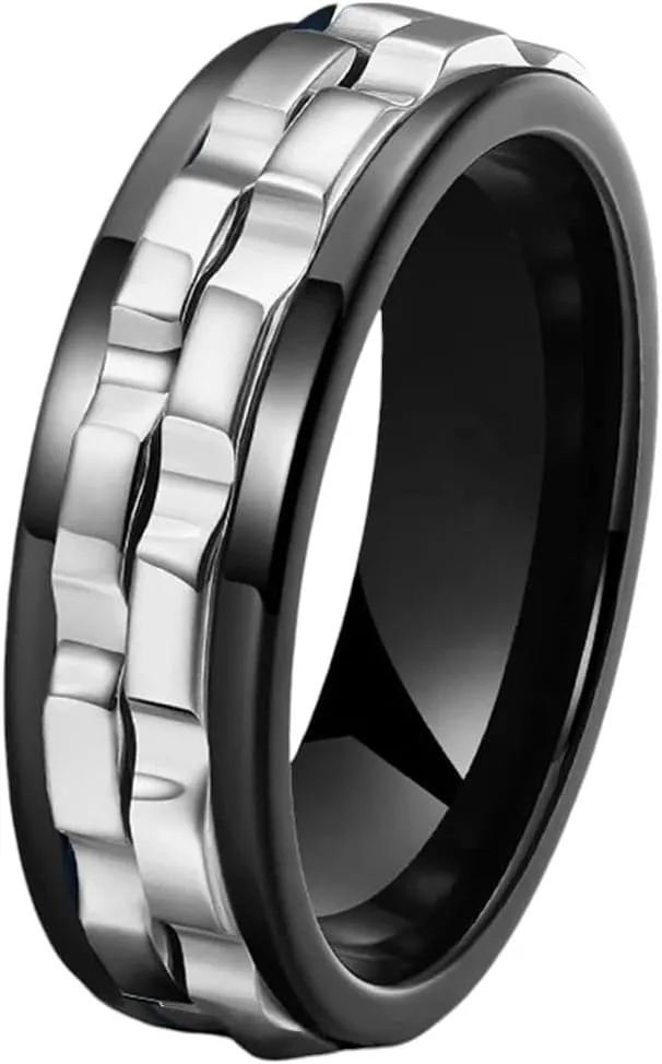 New for Trendy 2025 Fashion Couple Rings Exquisite Women Rhinestones Zirconia Rings Set Men Stainless Steel Gear Chain Rings Wedding Party Jewelry Fashion Accessories Creative Gift