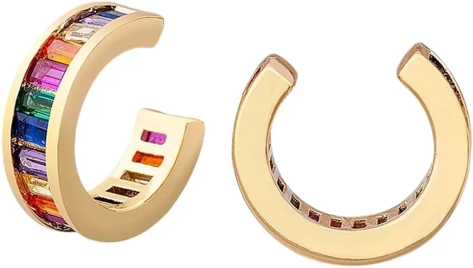 New For Trendy 2025 New Classic Copper Cz Crystal Ear Cuff C Shaped Ear Clips No Pierced Earrings For Women Best For Party Wedding Jewelry Fashion Accessories Creative Gift