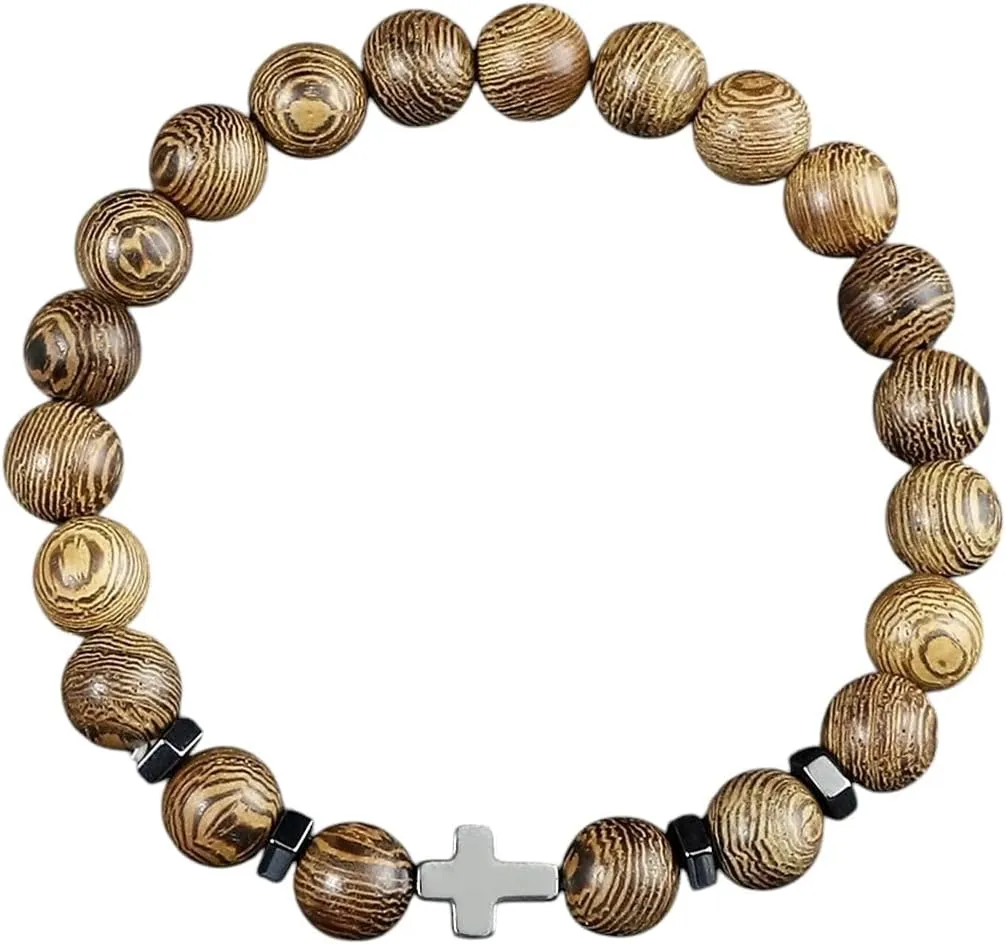 New for Trendy 2025 Prayer Men Women Bracelet Cross Rosary Natural Stone Beads Jesus Onyx Meditation Bracelets Bangles Jewelry Gift Jewelry Fashion Accessories Creative Gift