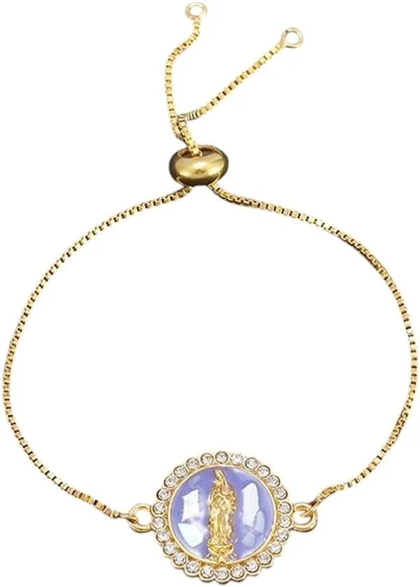 New For Trendy 2025 Virgin Mary Cuff Chain Women's Hand Braided Rope Adjustable Bracelet Exquisite Classic Religious Prayer Lucky Amulet Jewelry Fashion Accessories Creative Gift