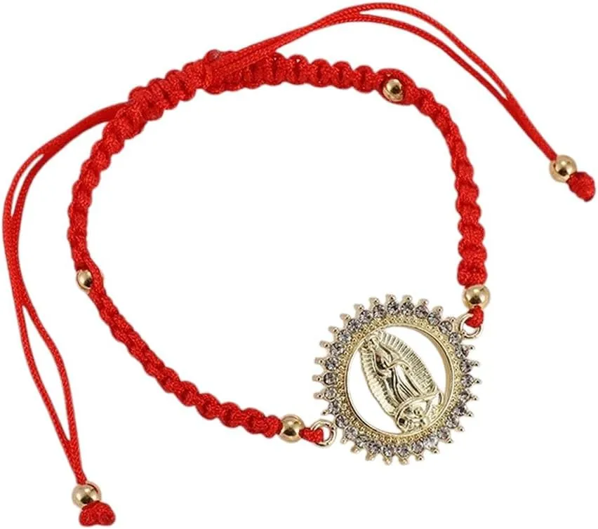 New For Trendy 2025 Virgin Mary Cuff Chain Women's Hand Braided Rope Adjustable Bracelet Exquisite Classic Religious Prayer Lucky Amulet Jewelry Fashion Accessories Creative Gift