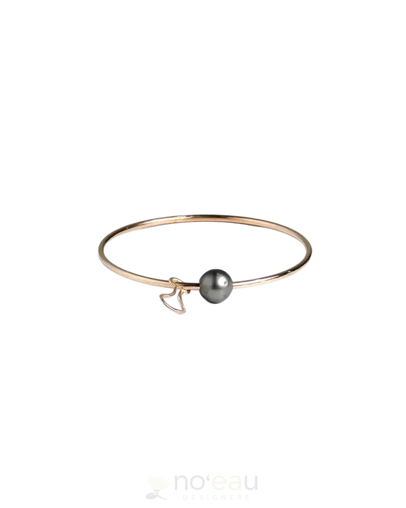 NOEAU - Size 8.5 14k Goldfilled Bangle With Tahitian Pearl & Assorted Charm