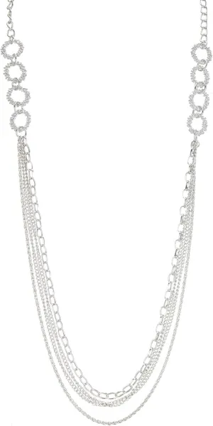 Noessla Layered Long Necklaces for Women Crystal Beaded Statement Necklace Sweater Silver Chain with Gifts Box Jewelry