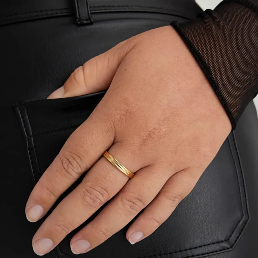 NOKMIT 1mm 14K Gold Filled Rings for Women Girls Thin Gold Ring Dainty Cute Stacking Stackable Thumb Pinky Band Non Tarnish Comfort Fit Size 4 to 11 1PC/2PCS/3PCS