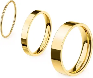 NOKMIT 1mm 3mm 5mm 14K Gold Filled Rings Set for Women Girls Dainty Cute Stacking Stackable Thumb Pinky Bands Non Tarnish Comfort Fit Size 5 to 10