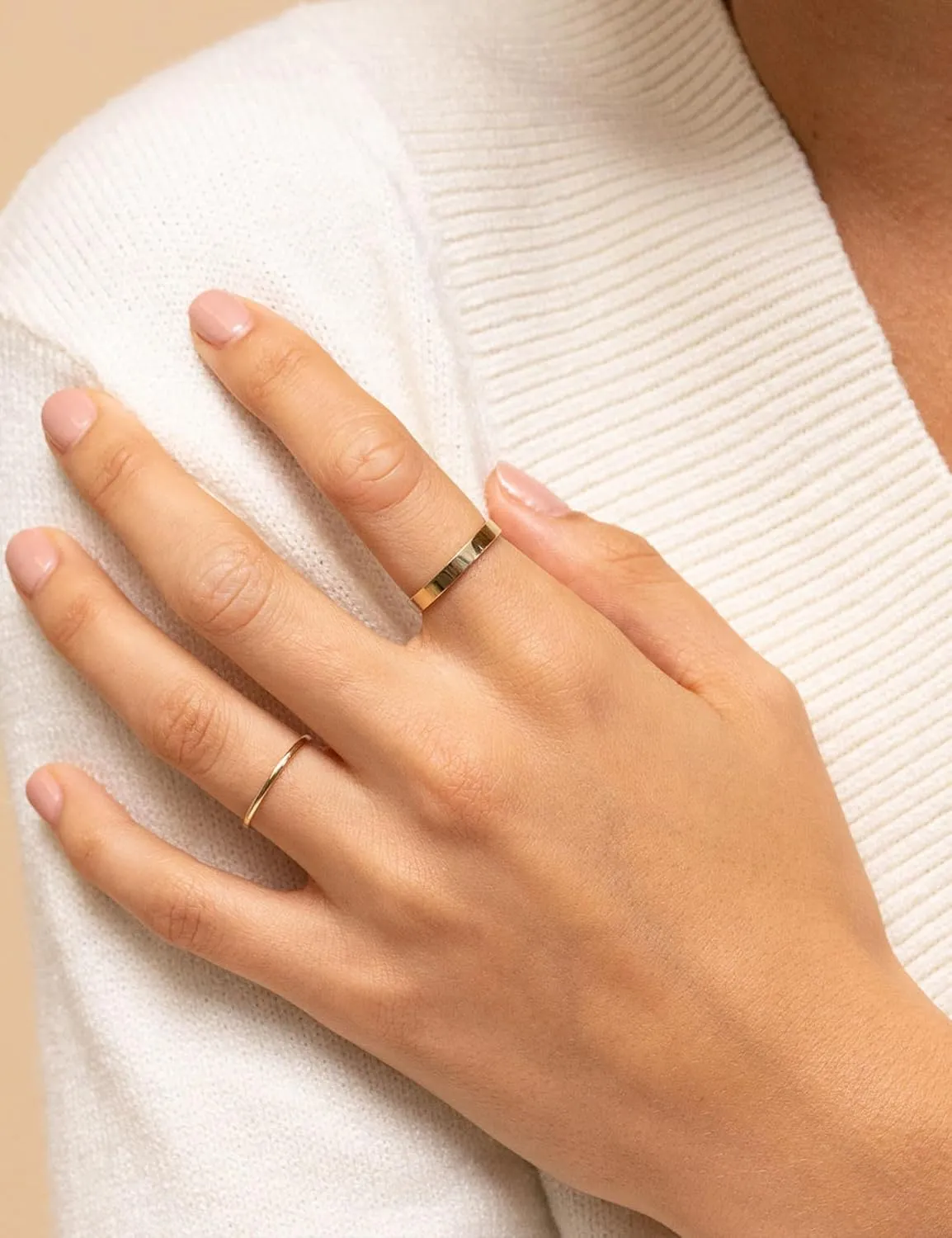 NOKMIT 1mm 3mm 5mm 14K Gold Filled Rings Set for Women Girls Dainty Cute Stacking Stackable Thumb Pinky Bands Non Tarnish Comfort Fit Size 5 to 10
